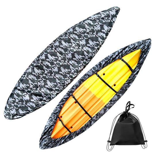 Kayak Cover, 420D Waterproof Kayak Covers for Outdoor Storage, Ultra Strong Canoe Storage Oxford UV Resistant Dust Cover Sunblock Fishing Boat Cover Shield Protector- Camouflage