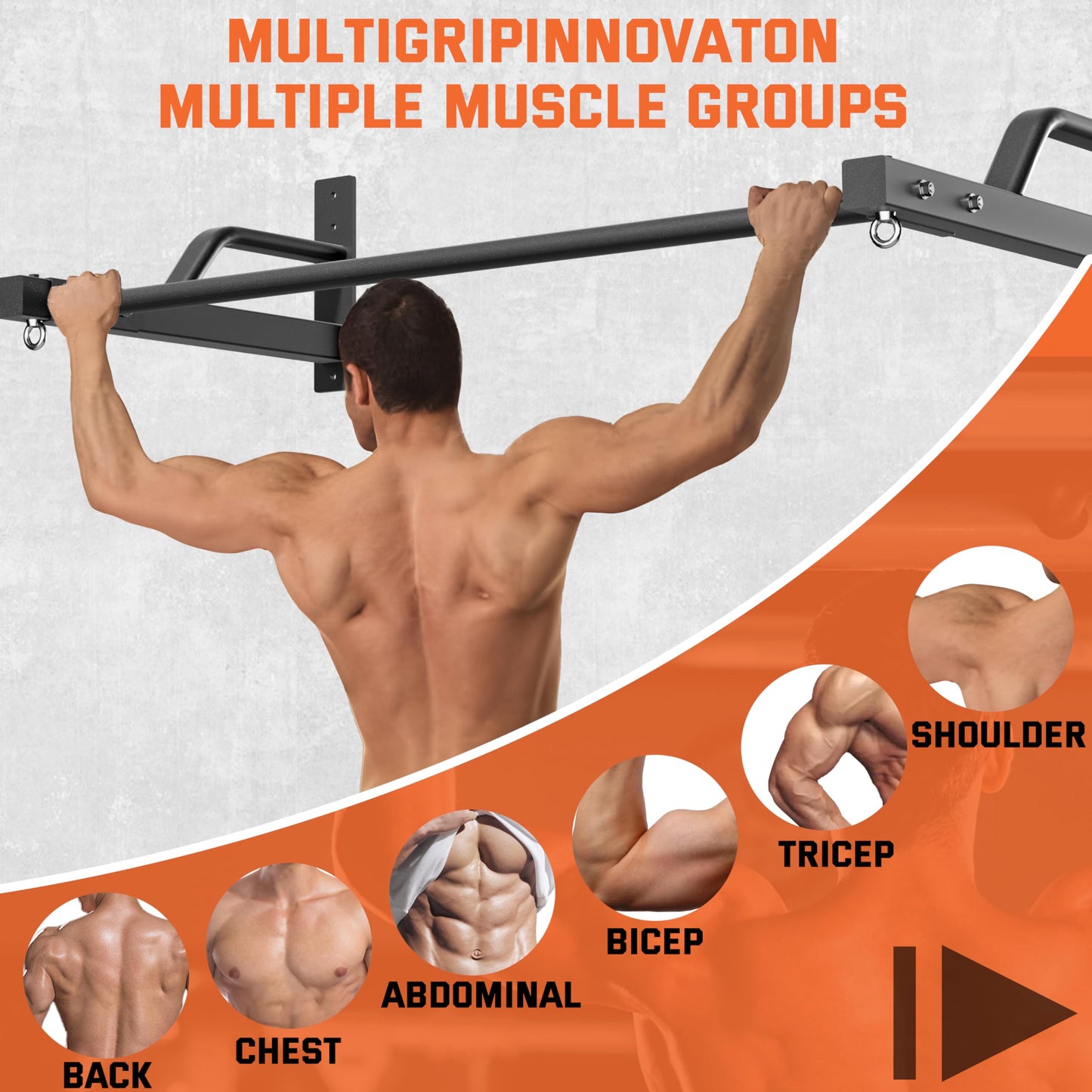 2025 Upgrade Pull Up Bar Wall Mounted - 600 lbs Heavy Duty Strength Training Pull-Up Bars, Ideal Rogue Pull Up Bar for Home and Commercial Gym, Easy Installation Chin Up Bar, Versatile Garage Pullup Bar