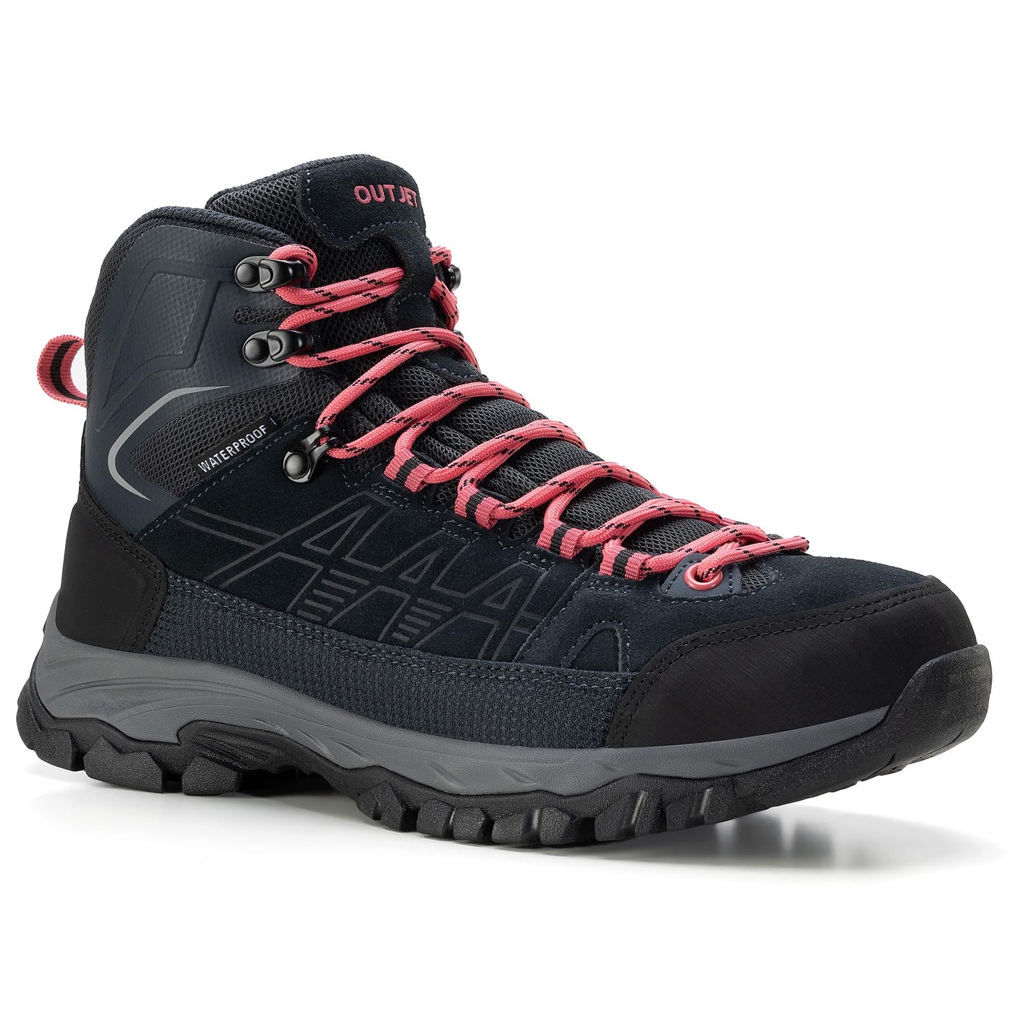 OUTJET Women's Waterproof Hiking Boots Lightweight Comfortable Non-Slip Outdoor Walking Trekking Trails Boot