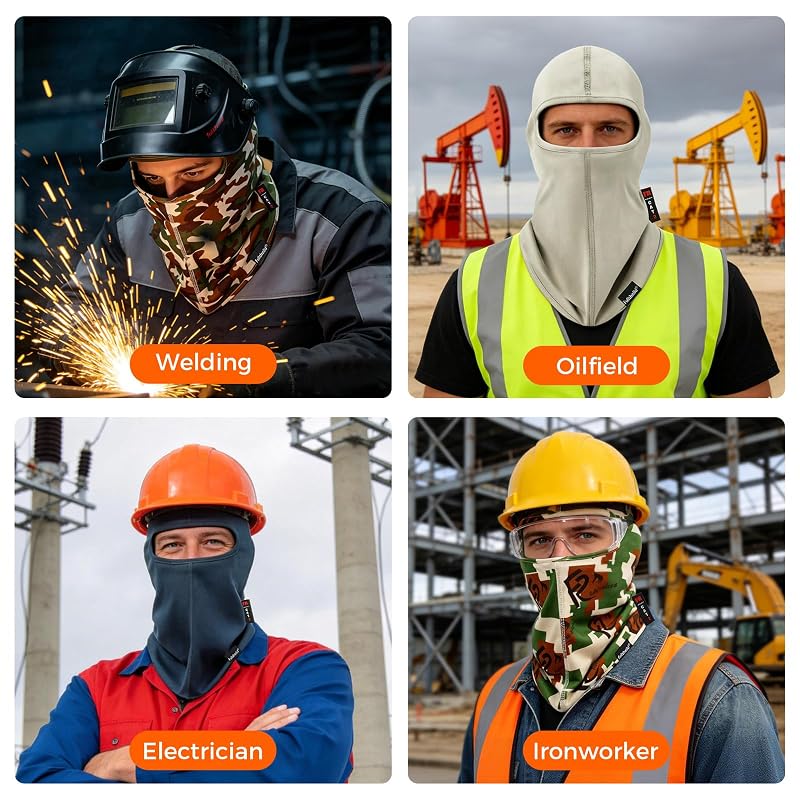 Fullsheild FR Balaclava Face Mask for Men - Flame Resistant Welding Cap, 1 Pack Light Khaki, One Size