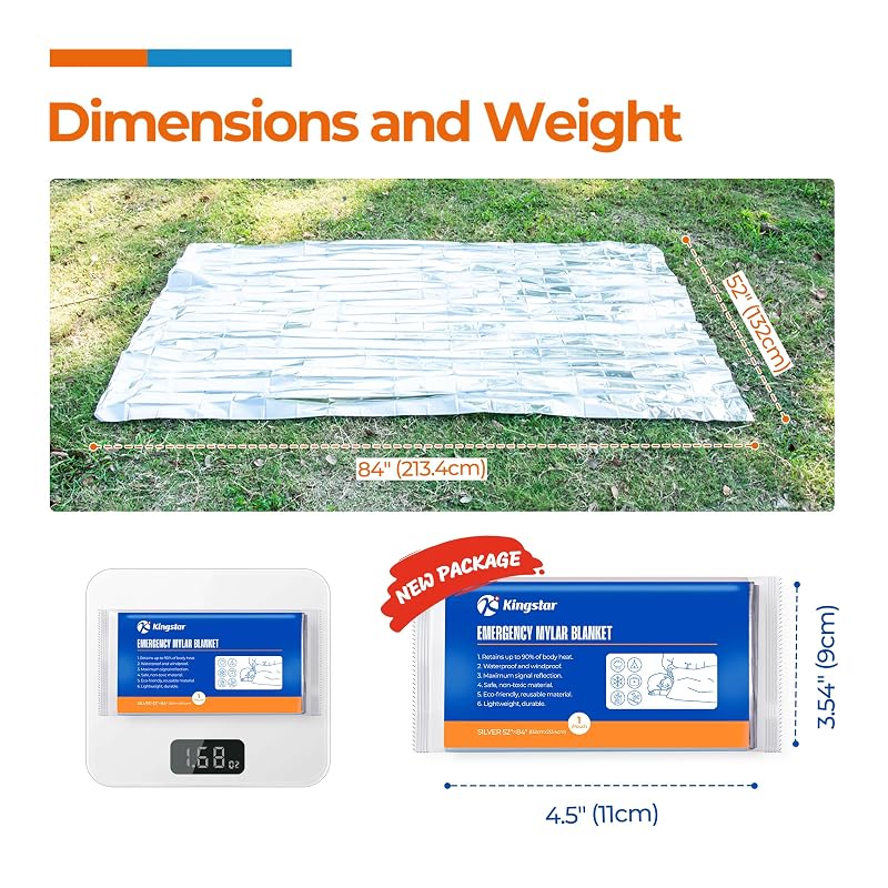 Emergency Blanket 84x52 in Pack of 75 Mylar Heat-Retaining Blankets - Bulk Homeless Outreach