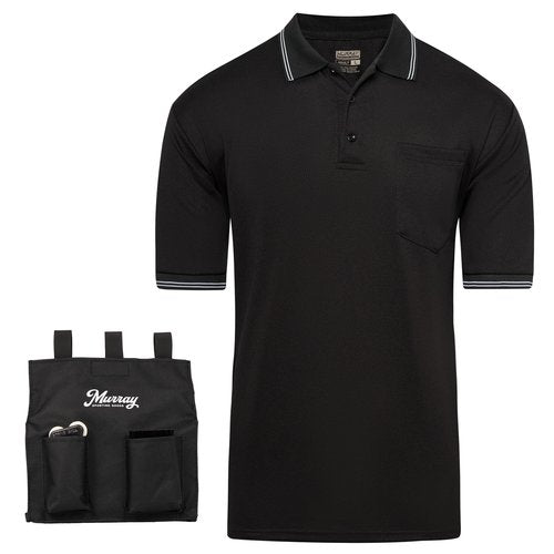 Murray Sporting Goods Baseball/Softball Umpire Shirt Accessory Bundle - Shirt, Bag, Brush, Indicator Clicker Accessory Kit (Black, X-Large)