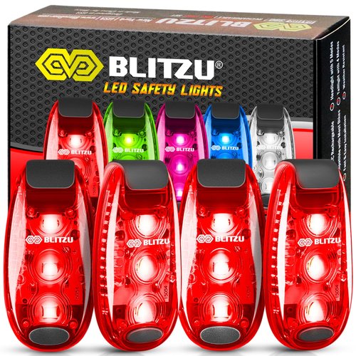 4 Pack LED Safety Light, Clip on Reflective Gear Lights for Walking at Night, Running, Jogging, High Visibility Strobe Light Accessories for Runners, Kids, Hiking, Kayak, Cycling, Camping, Boat Red