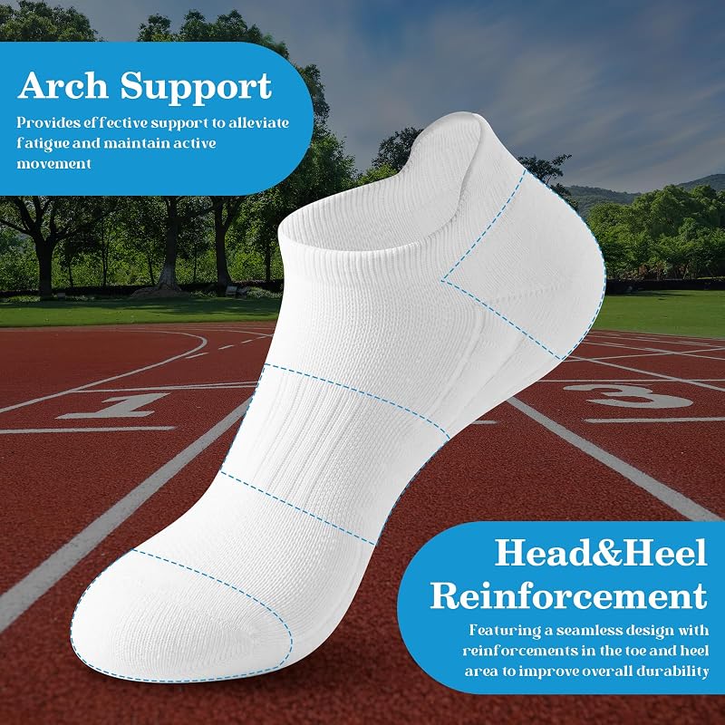 Ferriya 6 Pairs Breathable Mesh Ankle Socks with Arch Support - Black, Medium
