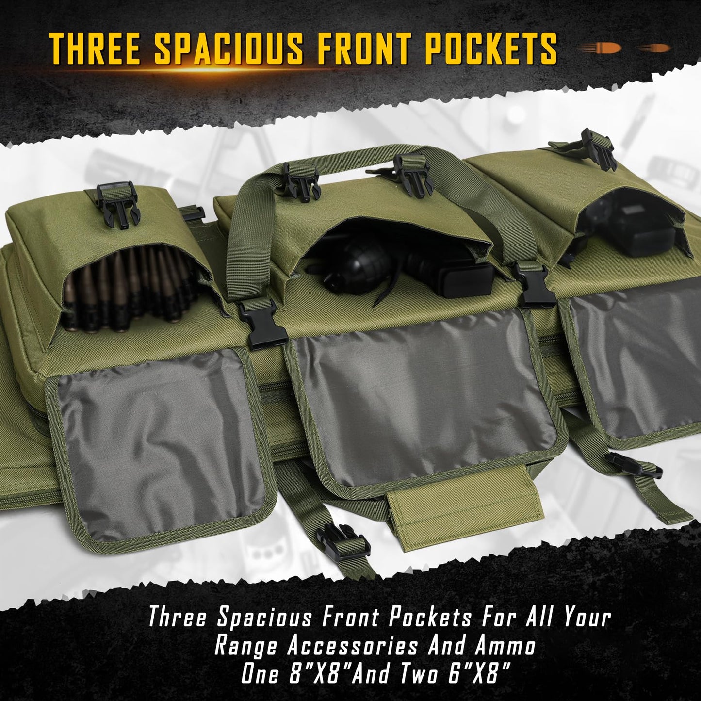 DULCE DOM 32 inch Double Rifle Case Soft Bag Gun Case, Perfect for Rifle Pistol Firearm Storage and Transportation, All Around Shooting Range Tactical Rifle Backpack, Indoor Outdoor
