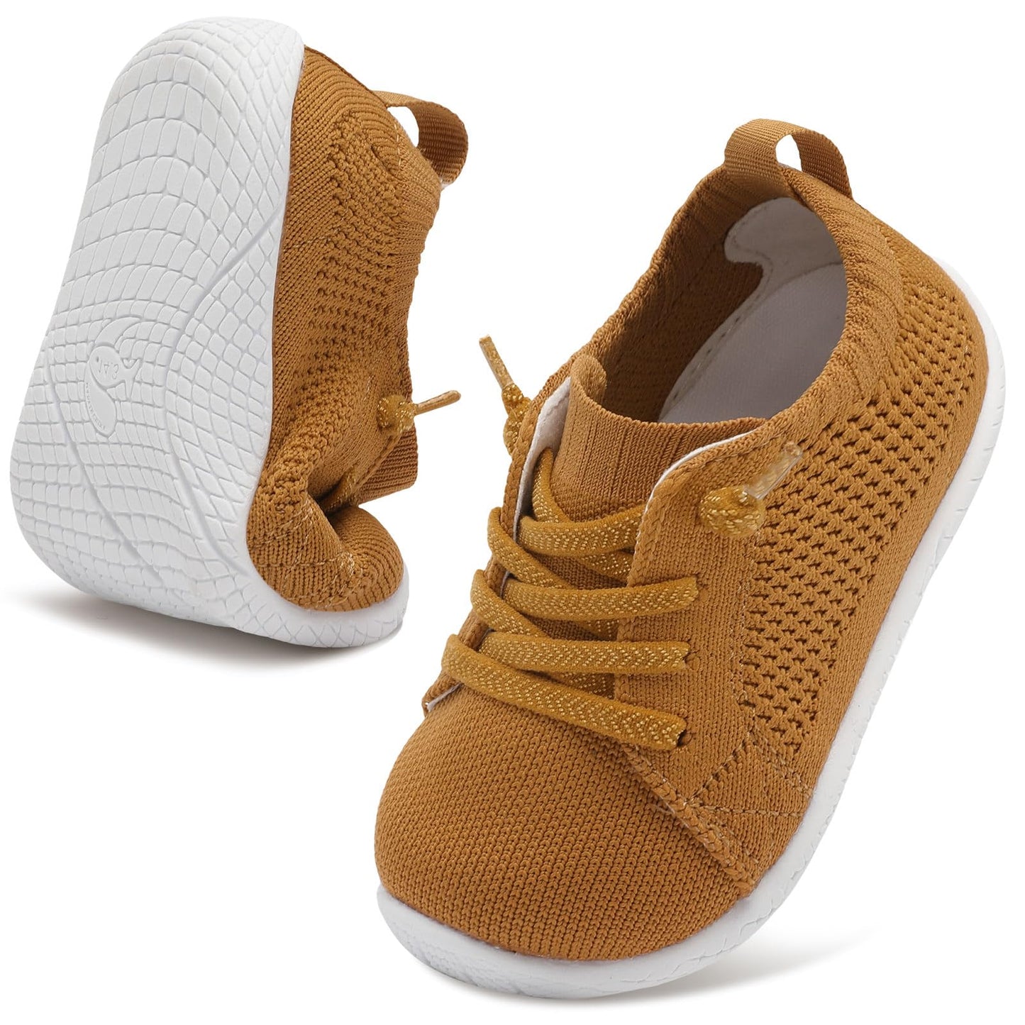 LeIsfIt Toddler Walking Shoes Boys Girls Slip-On Barefoot Shoes Kids Breathable Sneakers Non-Slip Lightweight Tennis Shoe Brown 4-5 Toddler