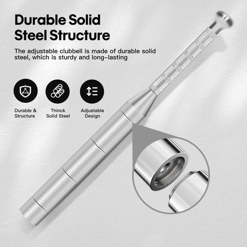 Adjustable Indian Club Exercise Set Workout Steel Club ,Strength Training Heavy Duty Gym Fitness Equipment,Weight Adjustable: 6.6/8.8/11.1/13.2/15.4/17.6/19.8/22 LB