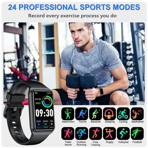 Fitness Tracker Step Counter with 24/7 Heart Rate Blood Oxygen Sleep Monitor, 1.47'' Activity Tracker & Smart Watches with 1 ATM Waterproof, Step Tracker Fitness Watch for Women Men Seniors (Black)