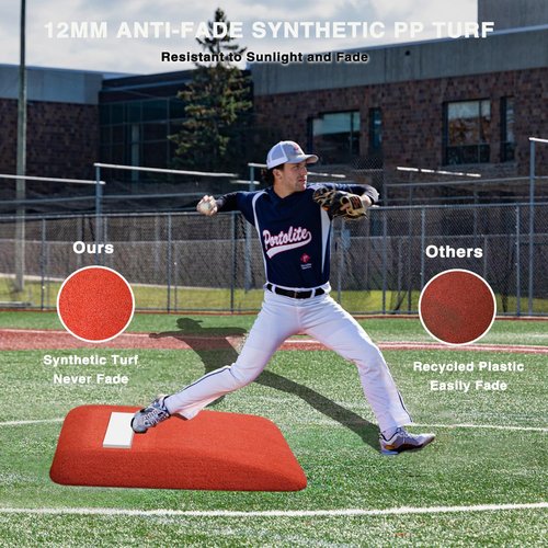 NaxKizo 2025 Upgraded Portable Pitching Mound for Baseball, Pitchers Mound Baseball with High Density EVA Bottom and Antifade Turf, 42 x 34 x 5 Inch Youth Pitching Mound