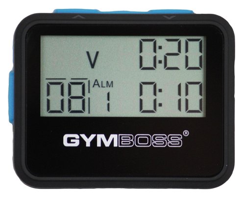 Gymboss Interval Timer and Stopwatch and Watchstrap - Bundle (Black w/Blue Buttons, One Size Fits All)