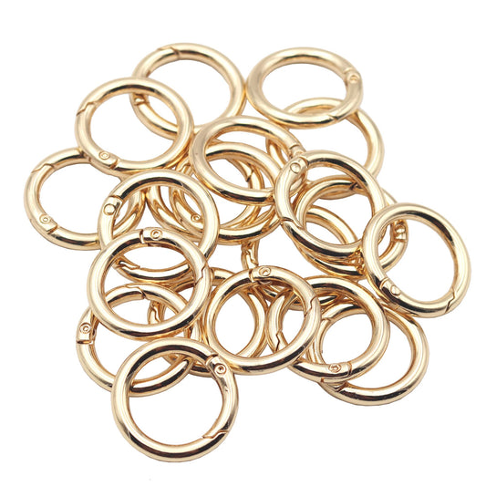 JWBIZ 20pcs Trigger Spring O Rings Round Carabiner Clip Snap for Keyrings Buckle, Bags,Purses (Gold, 3/4 inch)