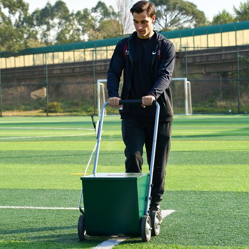 VEVOR 65 lbs Dry Line Chalker with Heavy-Duty Metal Wheels, Adjustable 2 or 4 Inch Dry Line Marker Machine for Baseball & Softball, Wheeled with Rubber Handle, Large Powder Capacity, Green