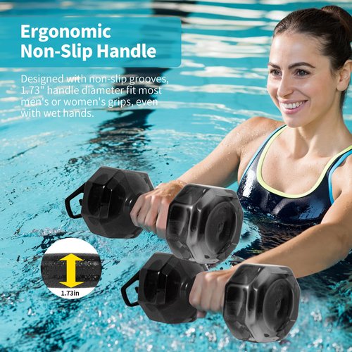 Water Weights for Pool Exercise Set of 2, Aquatic Exercise Dumbbells with Non-slip Handle, PE Materials Water Dumbbell Aerobics for Water Aerobics Weight Loss (Black)