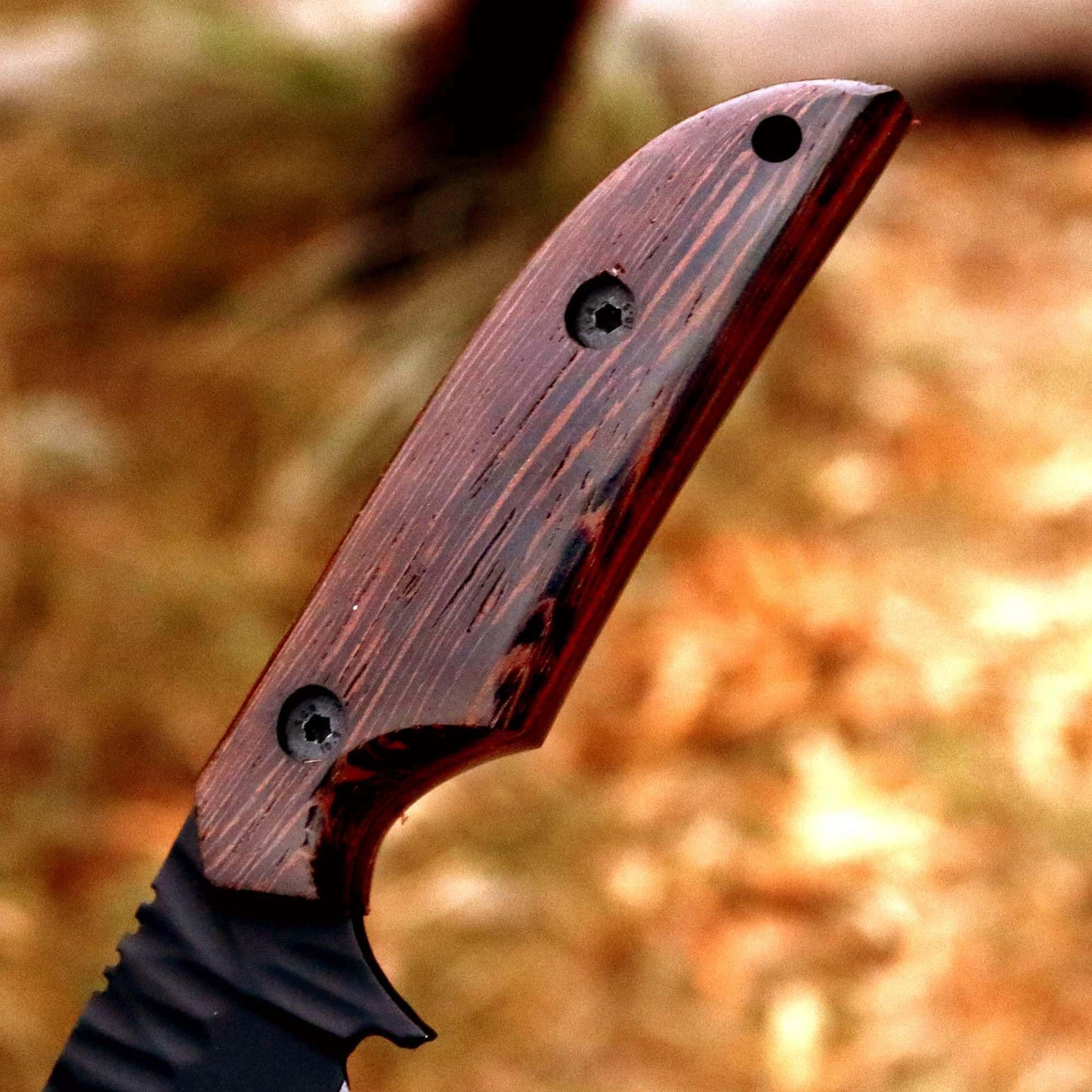 Kelani Fixed Blade Skinner – 1095 Steel, 8" Overall, Snake Wood Handle, Leather Sheath – Cowboy Knife for Hunting & Tactical Gear