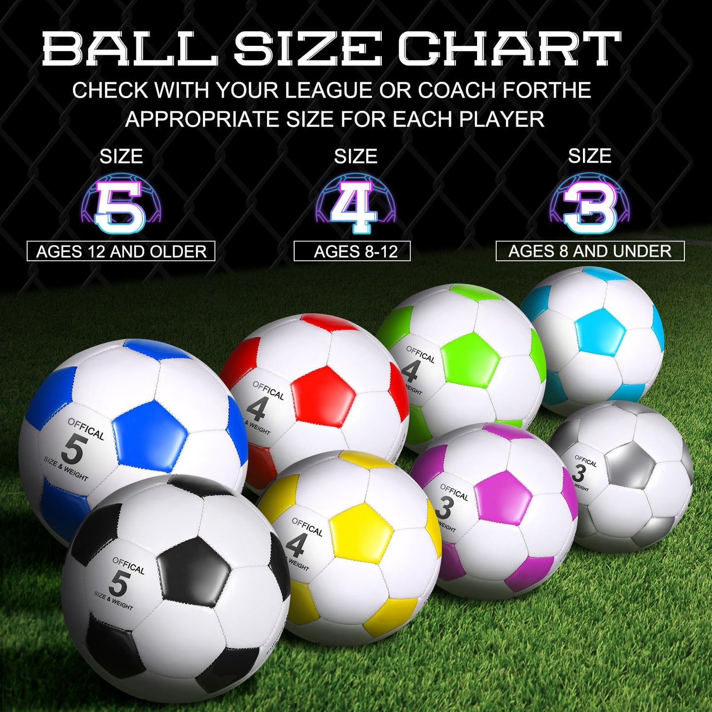 HyDren 8 Pcs Soccer Balls Bulk with Pump Deflated Official Size Sport Soccer Ball for Kid Adult Game Match Indoor Outdoor Gift for Back to School Sports Game Birthday Party Gift(Size 5)
