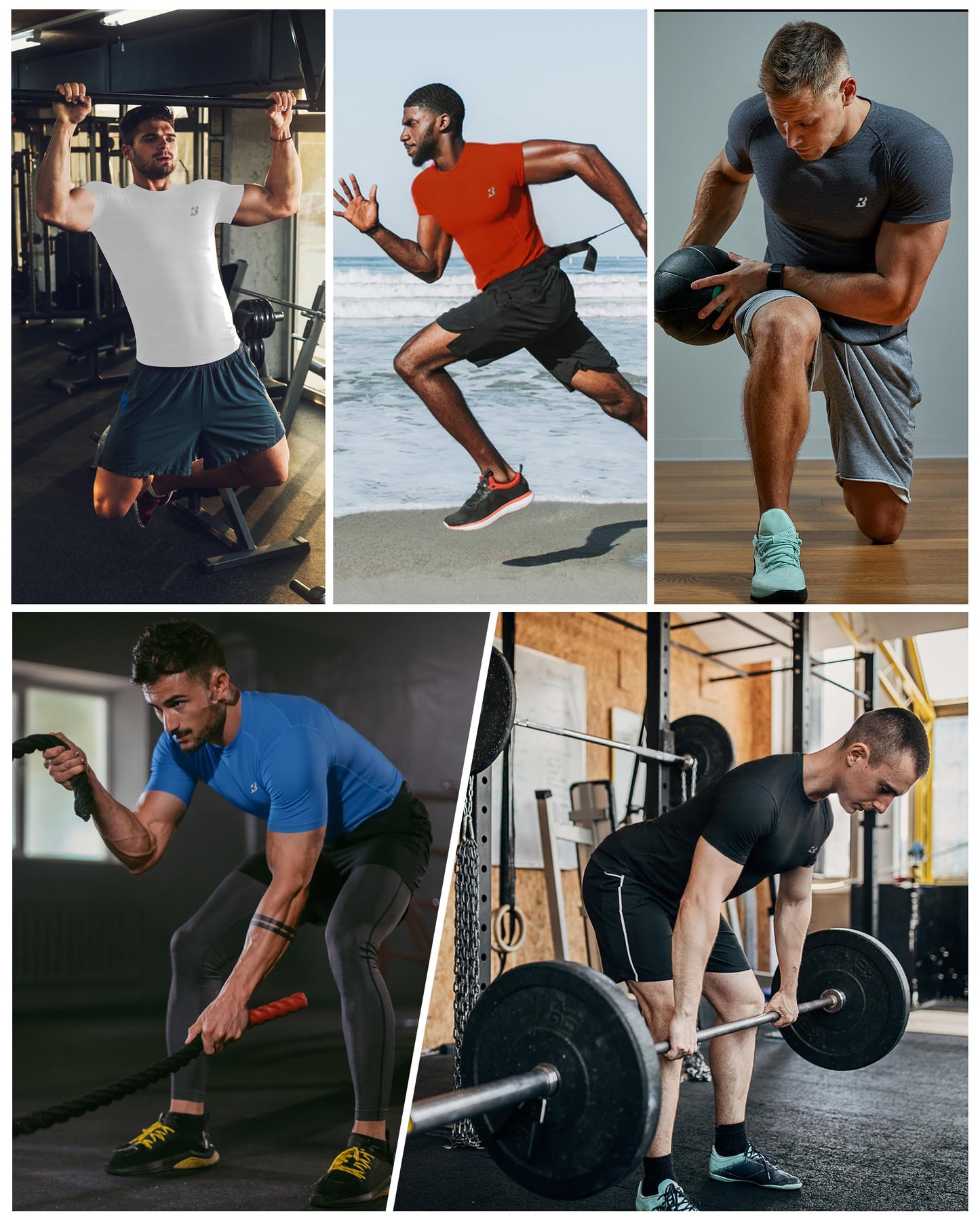 Roadbox Men's Compression Shirt Short Sleeve, Cool Dry Athletic Football Base Layer Tops, Sports Running Workout T Shirts Orange
