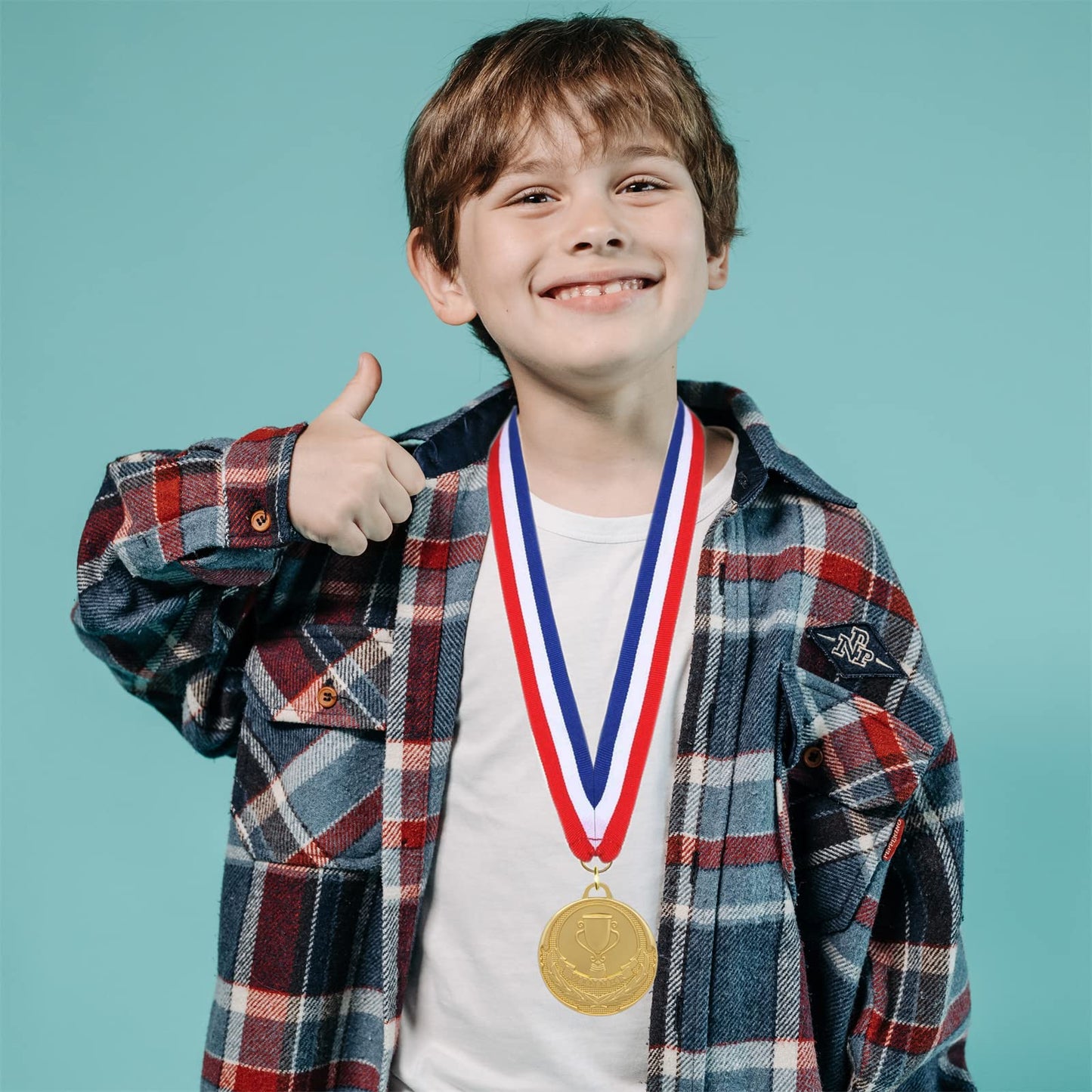 12 Pieces Gold Medals for Awards - Winner Medal Metal with Neck Ribbon Prizes for Kids, Adults, Sports Day, Spelling Bees, Competitions, Party, 2 Inches