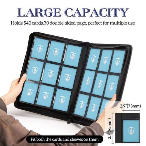 TCGUARD Trading Card Binder, 9 Side Loading Pocket Card Album Hold Up to 540 Cards, Zipper Binder for Cards Collection, TCG Card Holder for Game Card, Sports Card, Yugioh, MTG etc.