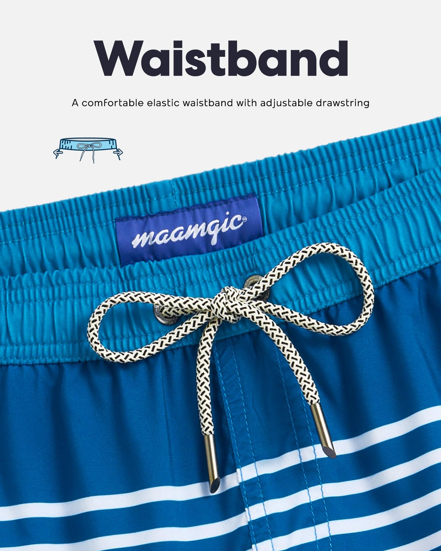 maamgic Mens Swim Trunks Quick Dry Swim Shorts with Mesh Lining Funny Swimwear Bathing Suits 7inch Blue Shutters Small