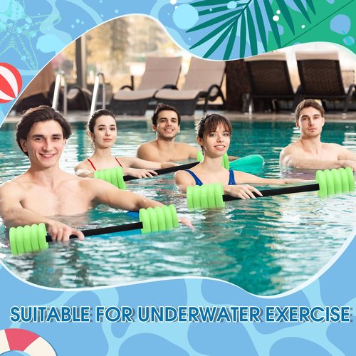 Soulchen Long Aquatic Exercise Dumbbells Foam Water Weights Dumbbell Aquatic Pool Barbells with High Density EVA Foam for Swim Water Aerobics Workouts Loss(Green,29.13 Inch)