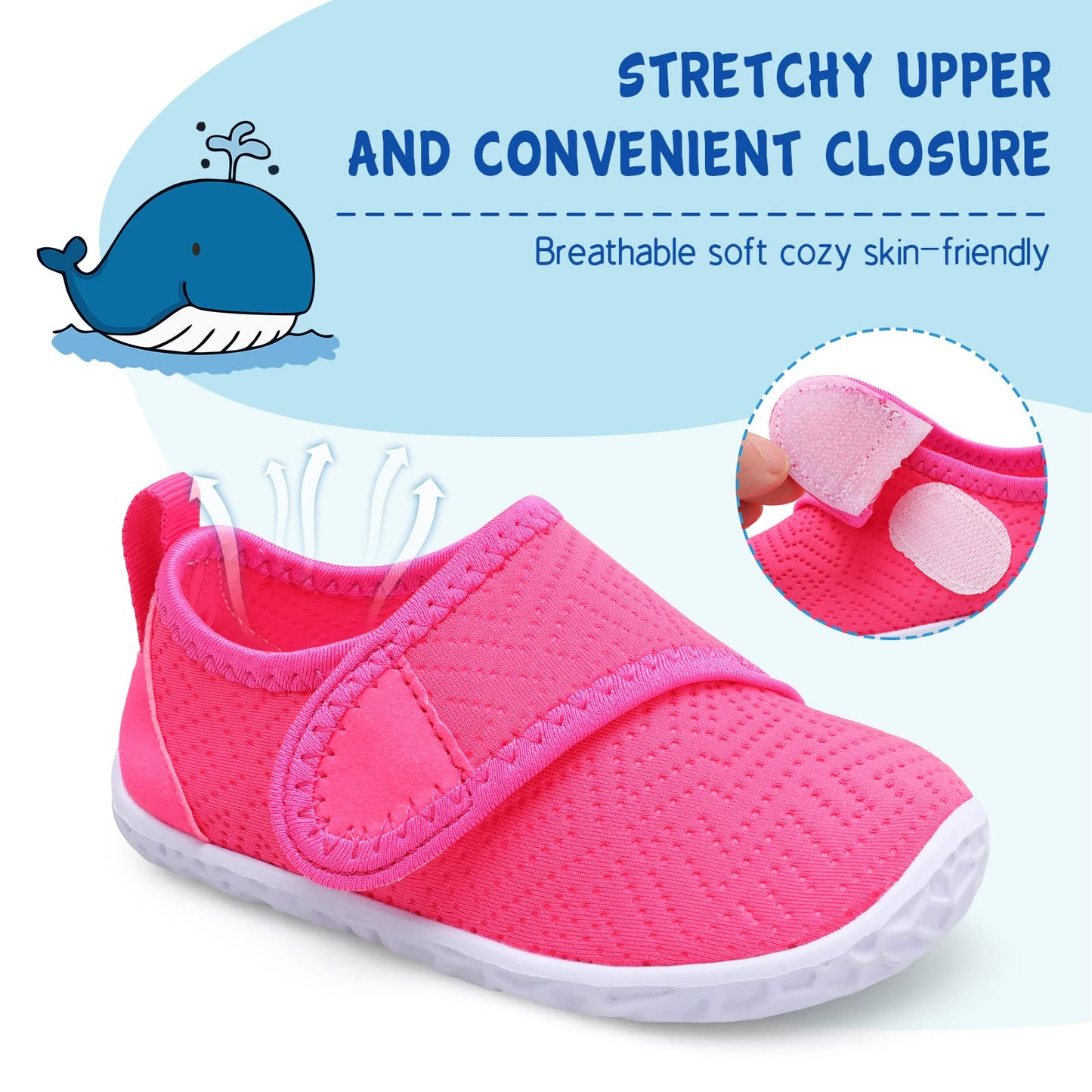 LeIsfIt Boys Girls Water Shoes Kids Aqua Socks Toddler Quick-Dry Swimming Shoes Non-Slip Summer Shoe for Beach Pool Surf, Dark Pink, 8 Toddler