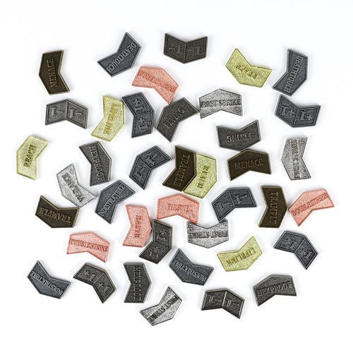 48Pcs MTG Counters/Keyword Counter Tokens & MTG Dice Set for Magic Card, Mix Antique Metal Buff Counter Tokens Creature Stats or Loyalty Counters for TCG Card Gaming Accessories