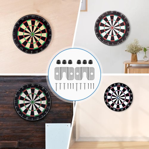 Mabor 2 Set Portable Dart Board Mounting Bracket, Includes Screws, Nails and Stabilisers Dart Board Hanging Hardware Kit Wall Bracket for Hanging Dartboard
