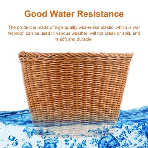Woven Plastic Bike Baskets- Front D-Shaped Bike Bicycle Basket | Handlebar Storage Container with 2 Adjustable Leather Straps (Brown&Adults)
