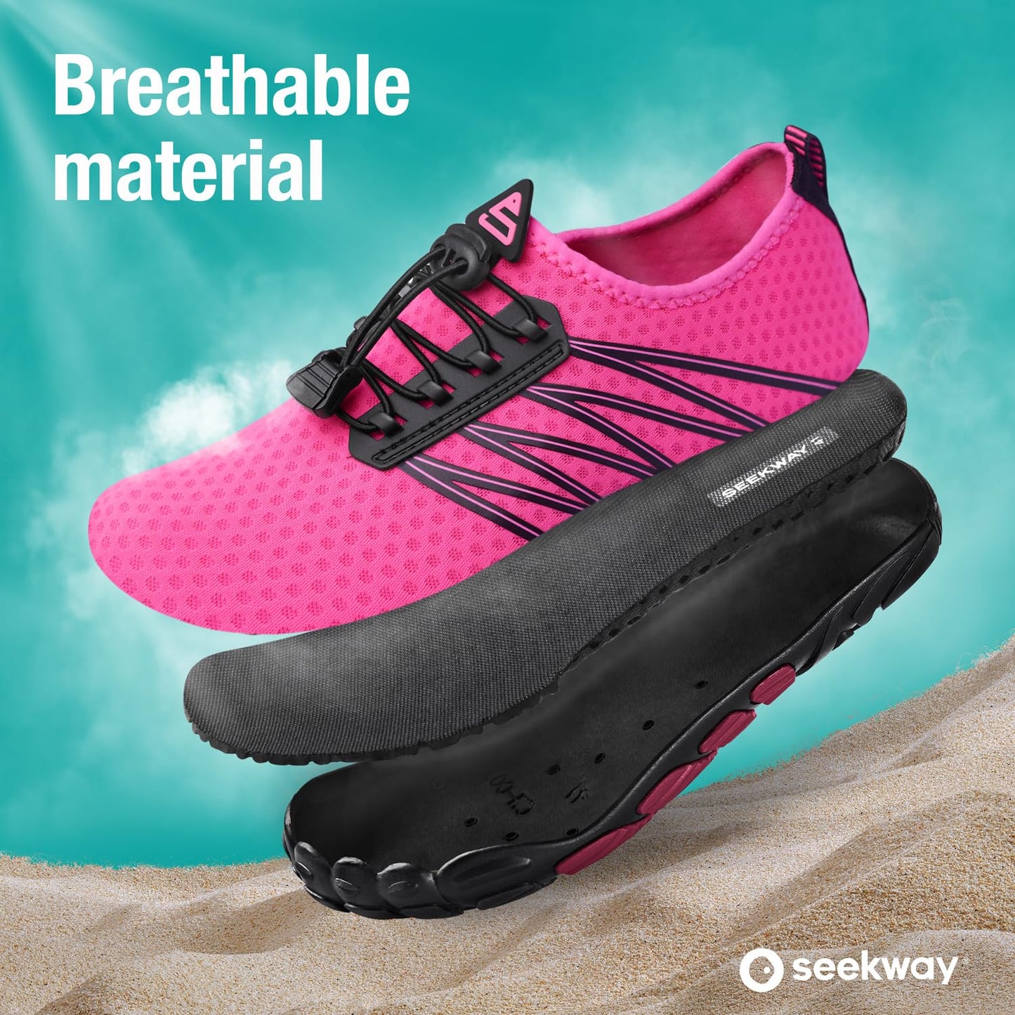 SEEKWAY Water Shoes Sports Quick-Dry Barefoot Aqua Beach Pool Lake Swim Boating Hiking Surfing Men Women Rose red SP001