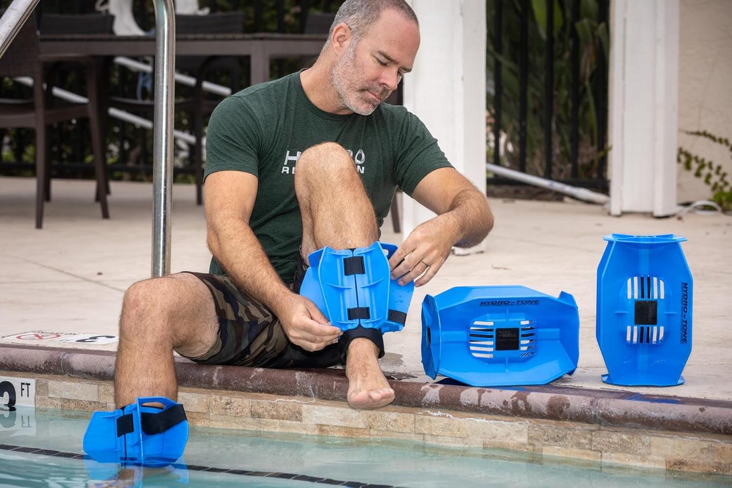 Hydro-Tone Total Body Pool Weights for Water Exercise | Isokinetic Functional Water Weights | Build Muscle - Easy on Joints | Aquatic Pool Weight | Quick Start Guide