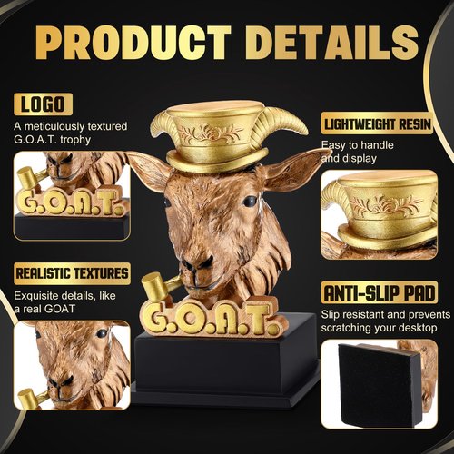 Zhengmy Goat Trophy Award Winner Trophies for Adults G. O. A. T. Greatest of All Time Funny Appreciation Gift Recognition Gift Plaque for Sports Employee Teacher Boss Friend Winner(Bronze Golden)