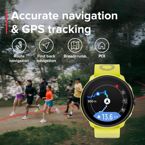SUUNTO Run Sports Watch, 1.32" AMOLED Touchscreen w/Crown Button, 12D Battery Life, Dualband Accurate GPS, Running Wrist Heart-Rate & Sleep Health Tracking, 35g Lightweight & 4GB Offline Music, Lime