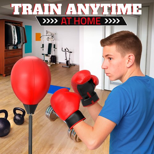 Punching Bag with Stand ??58 Inch Reflex Bag Boxing Set for Ages 15, Adjustable Height, Includes Gloves & Pump | Boxing Equipment - Active Builds Focus & Coordination | Great as Gifts
