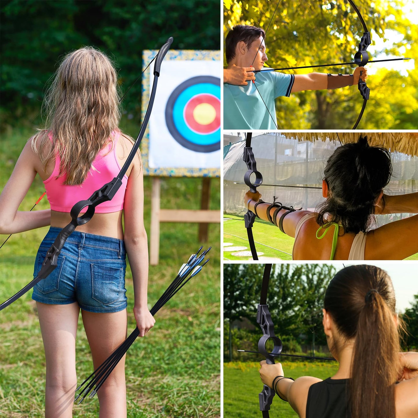 Youth Bow and Arrow Set for Teens Beginners, Archery Recurve Bow with Safety Practice Arrows Backyard Games Gift (18lbs Black)