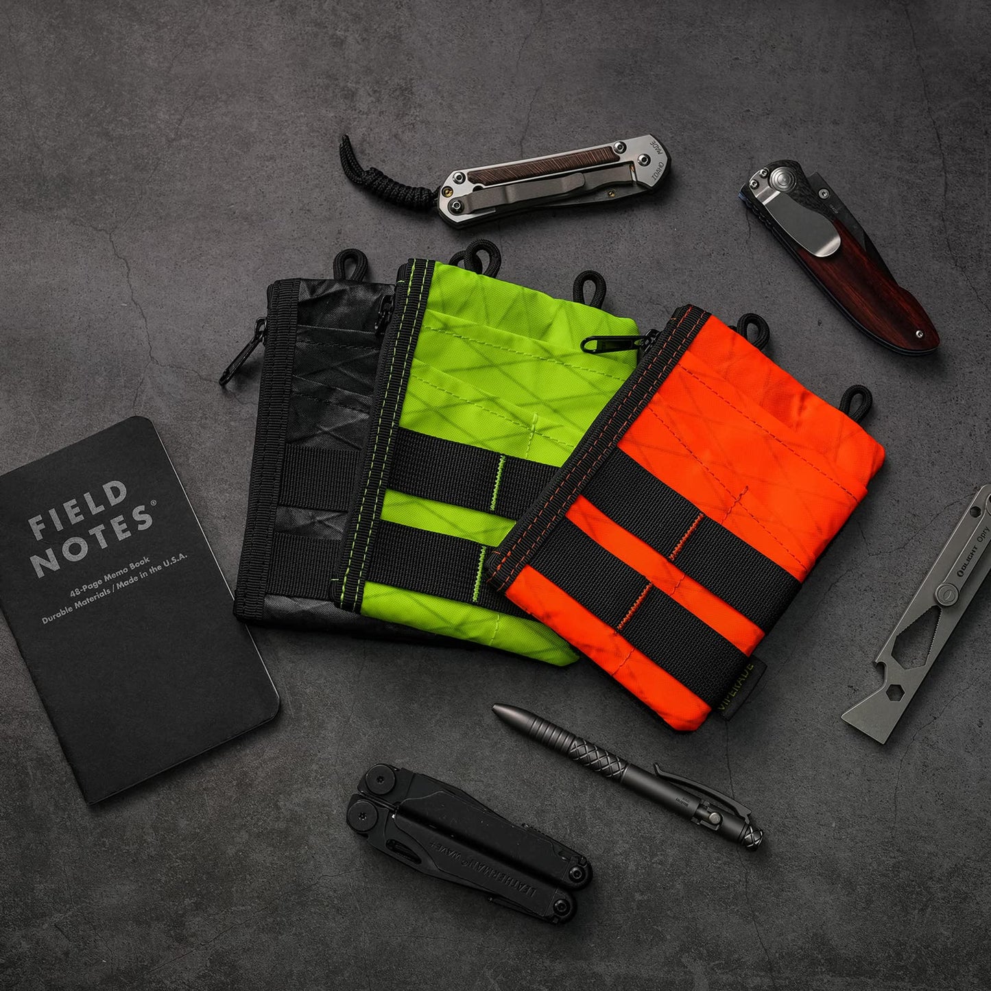 VIPERADE VE18 EDC Pouch, Pocket Organize for Men, EDC Pocket Organizer, 3 Slots with 2 Zipper Pockets, Multitool Pouch