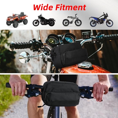 OFIG Universal Motorcycle Handlebar Bag, Motorcycle Storage Bag Fork Bag Sissy Bar Bag, Bike Handlebar Bag Fit for Motorbike Dirt Bike Bicycle Snowmobile Quad ATV