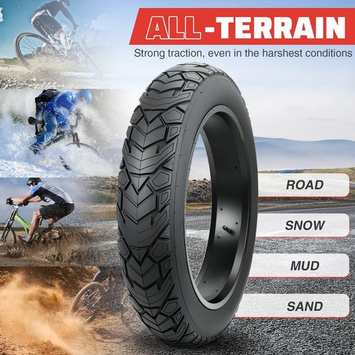 ZUKKA 20 x 4.0 E-Bike Tire 1/2 Pack Fat Tire High Performance Fat White Wall Replacement Folding Mountain Bike Tire High-Density Bike Tires for MTB E Bikes