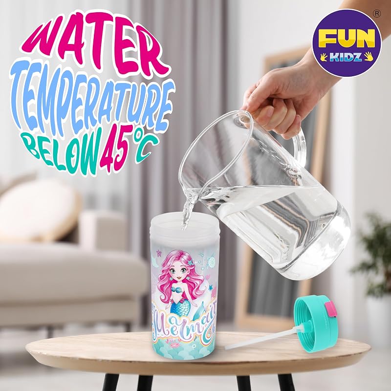 17oz Mermaid Themed Water Bottle with Silicone Straw, Leak-Proof Cap, BPA Free, Kid Safety Design