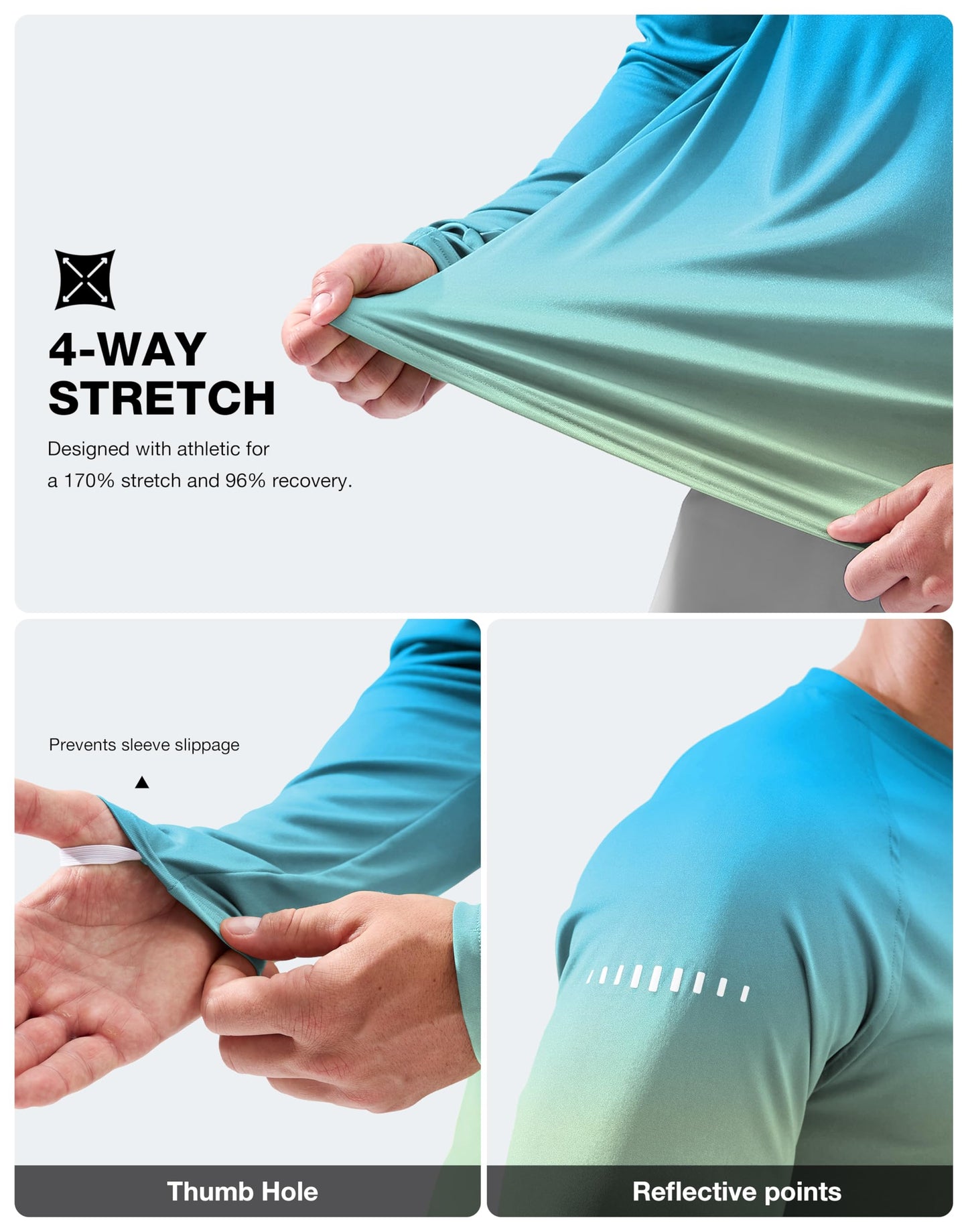 Men's Sun Protection Long Sleeve Shirts UPF 50+ Rash Guard for Men SPF UV Fishing Hiking Running Workout Athletic Shirt