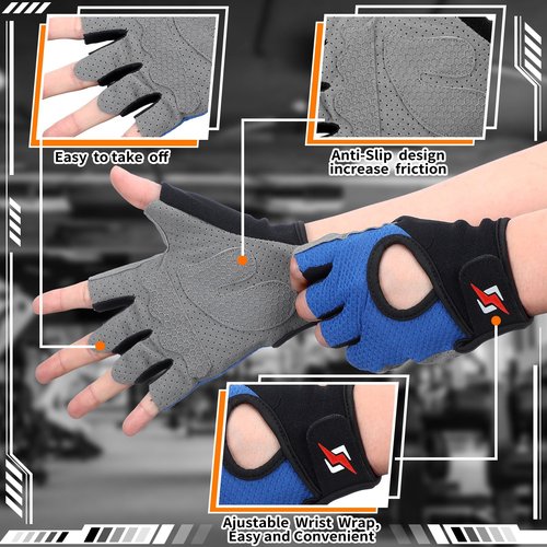 Fourluoo 3 Pack Breathable Workout Gloves Weight Lifting Gloves for Men and Women Full Palm Protection, Grip for Gym, Cycling, Exercise, Pull-ups, Climbing, Rowing, and Fitness Training(Dark Style)