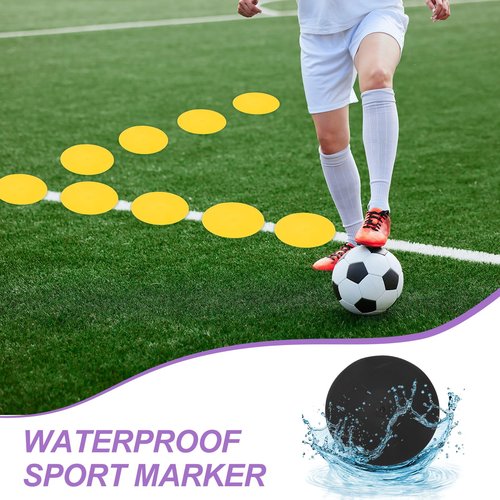 PATIKIL Spot Markers 9 Inch, 6 Pcs Non-Slip Floor Dots Agility Markers Flat Field Cones Poly Dots for Gym PE Speed Training Dance Soccer Basketball Sports, Black