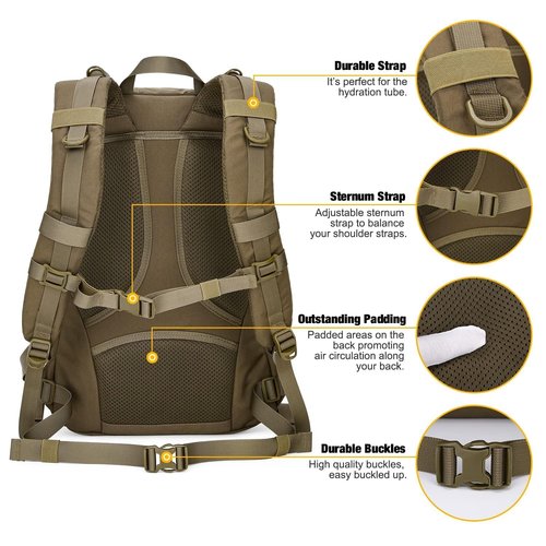 Mardingtop Small Tactical Molle Backpack - 25L Hiking Backpack for Backpacking, Cycling and Biking