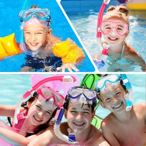 HIKOTEY Snorkeling Set for Kids, Full Dry Snorkeling Mask Set for Adults, Anti-Fog Protection, Unisex,HD Panoramic View, Snorkeling Gear for Kids 4-14 Age (Blue+Black)