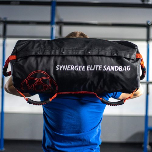 Synergee Elite Adjustable Fitness Sandbag with (4) Filler Bags 25-100lbs Heavy Duty Weight Bag - Red