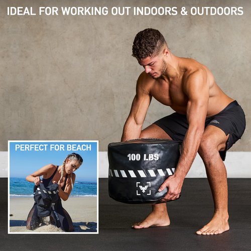 Elite Sports Heavy-Duty Workout Sandbag- Unfilled, Durable Sand Bags for Powerlifting, Combat Training & Full-Body Workouts (Black, 70 LBS)