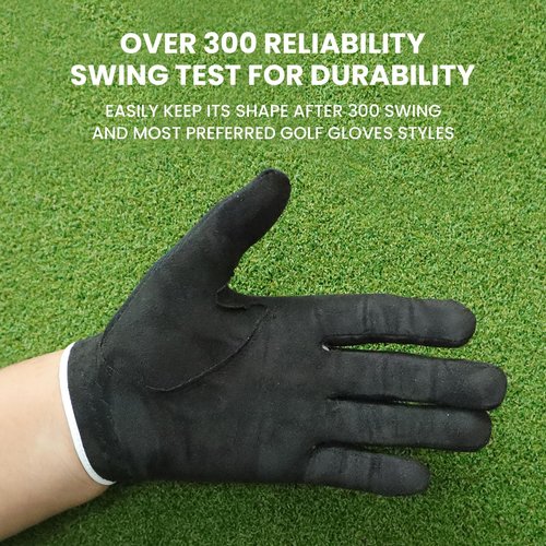 FINGER TEN Golf Gloves Men Right Left Handed Golfer Mens Glove RainGrip Hot Wet Weather Value 6 Pack, All Weather in Black X-Large (Black, Medium/Large, Left)