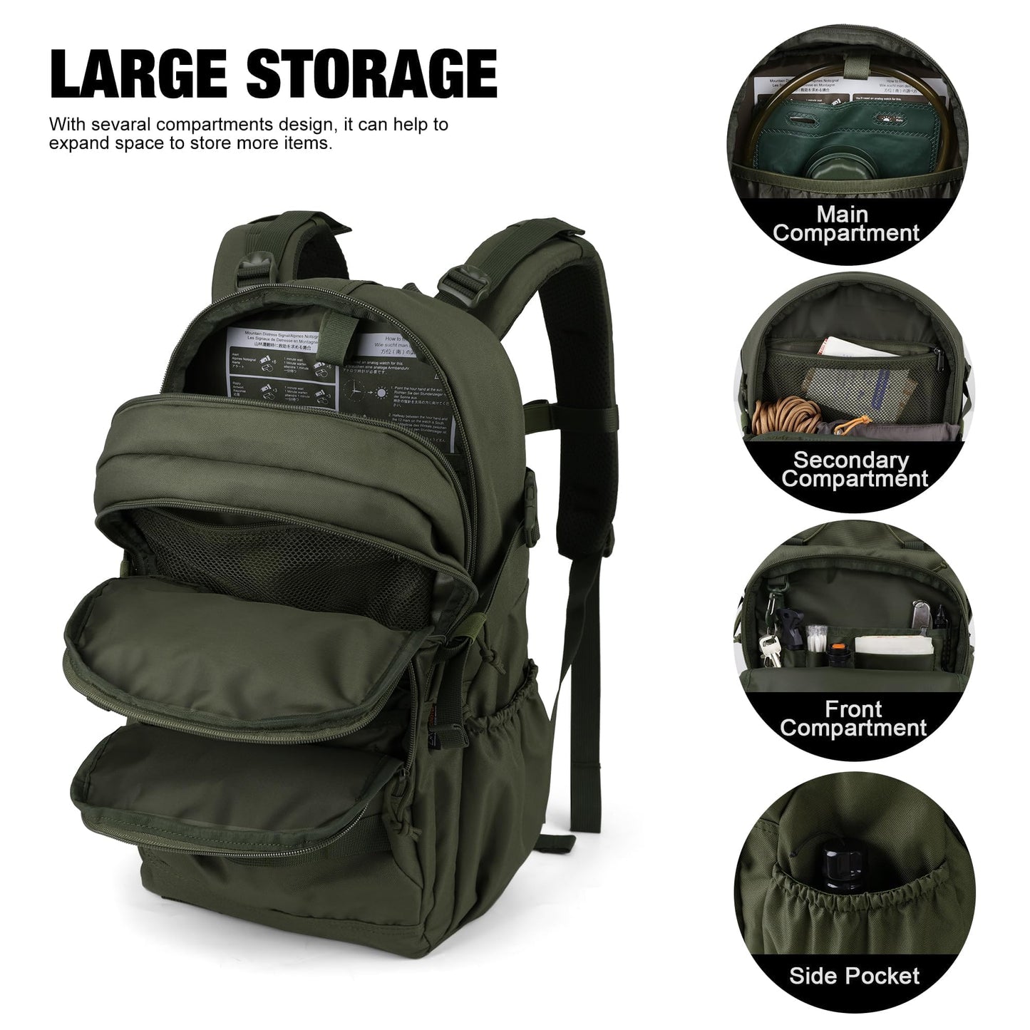 Mardingtop 28L Tactical Backpack for Men, Molle Military Rucksack Daypack with YKK zippers for Hiking Travel Camping