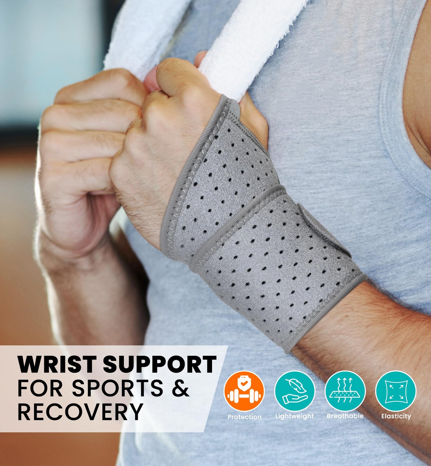 HiRui Wrist Wraps 2-Pack, Adjustable Breathable Wrist Support Brace for Men & Women – Pain Relief for Carpal Tunnel Syndrome, Tendonitis, Arthritis, Sports, Workouts – Fits Left & Right Hand (Gray)