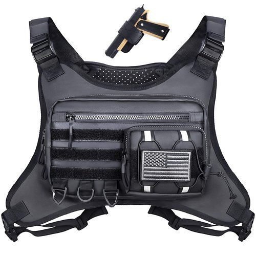 ZTRJCMY Tactical Chest Bag with Pistol Holster- Water Resistant Outdoor Sports Chest Bag for Outdoor Sports-Hiking & Workouts(Black)