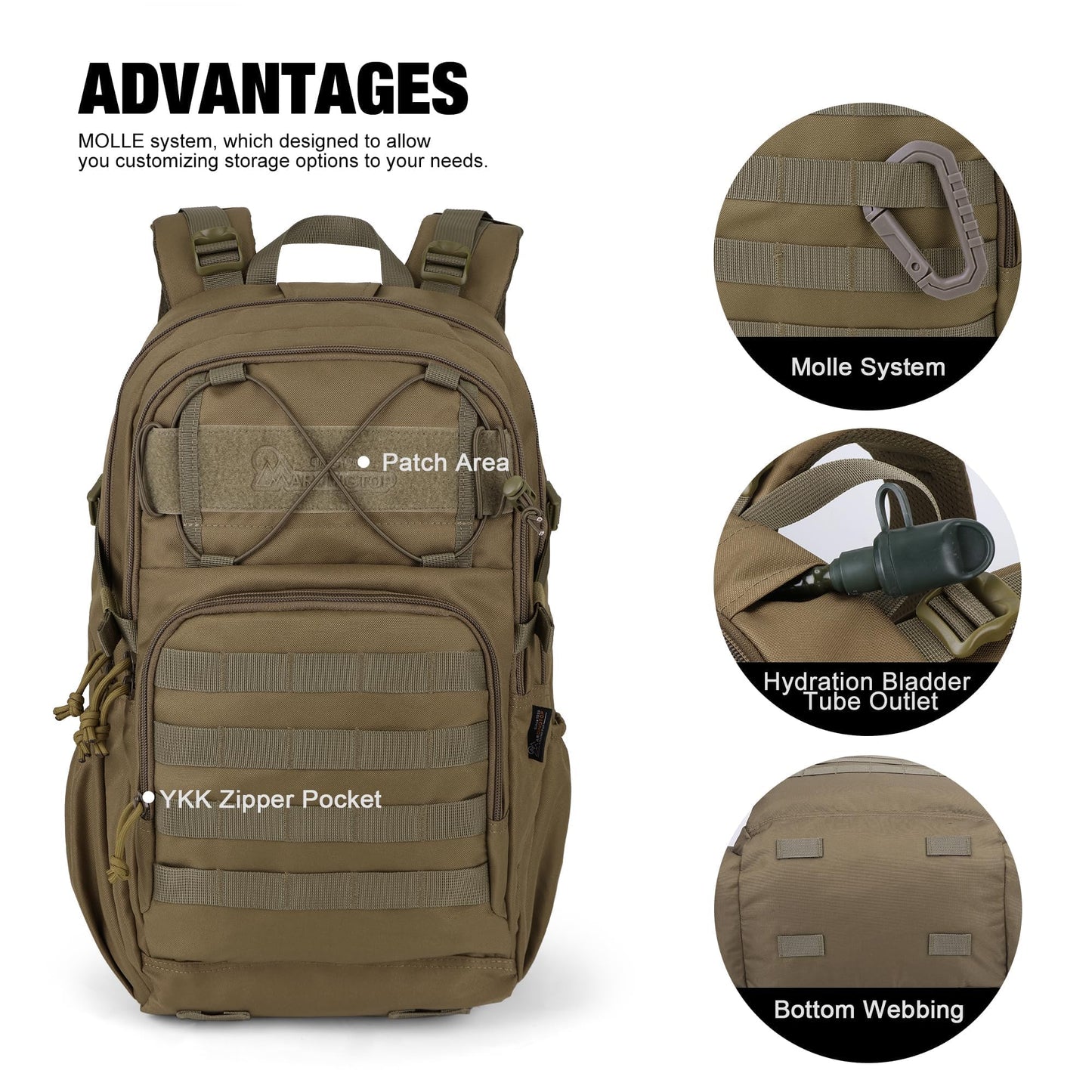 Mardingtop Military Tactical Backpack for Men 28L Molle Rucksack Army Backpack EDC Daypack for Hiking,Travel,Camping, Hunting